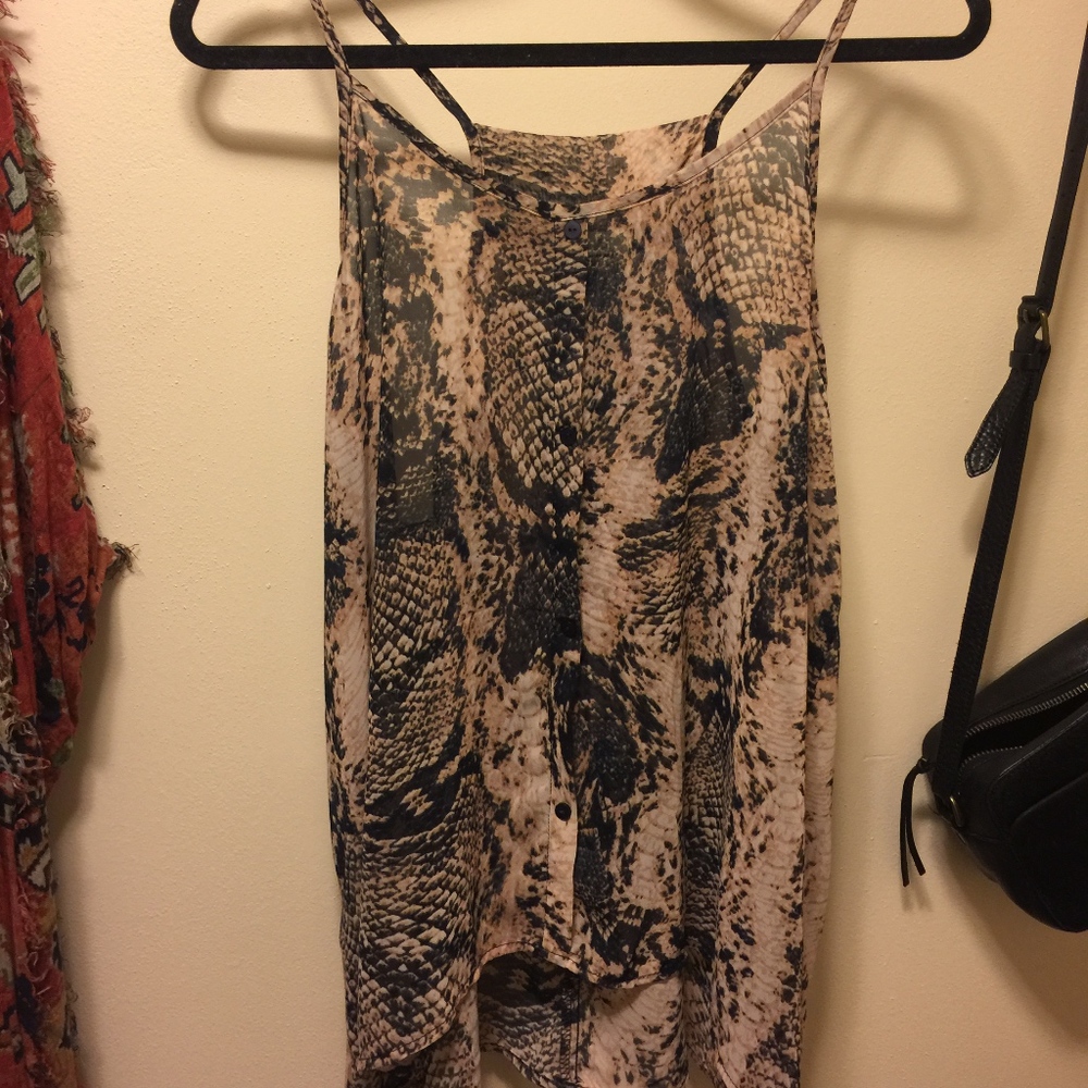 Anthropologie Sheer Snake Print Tank Top